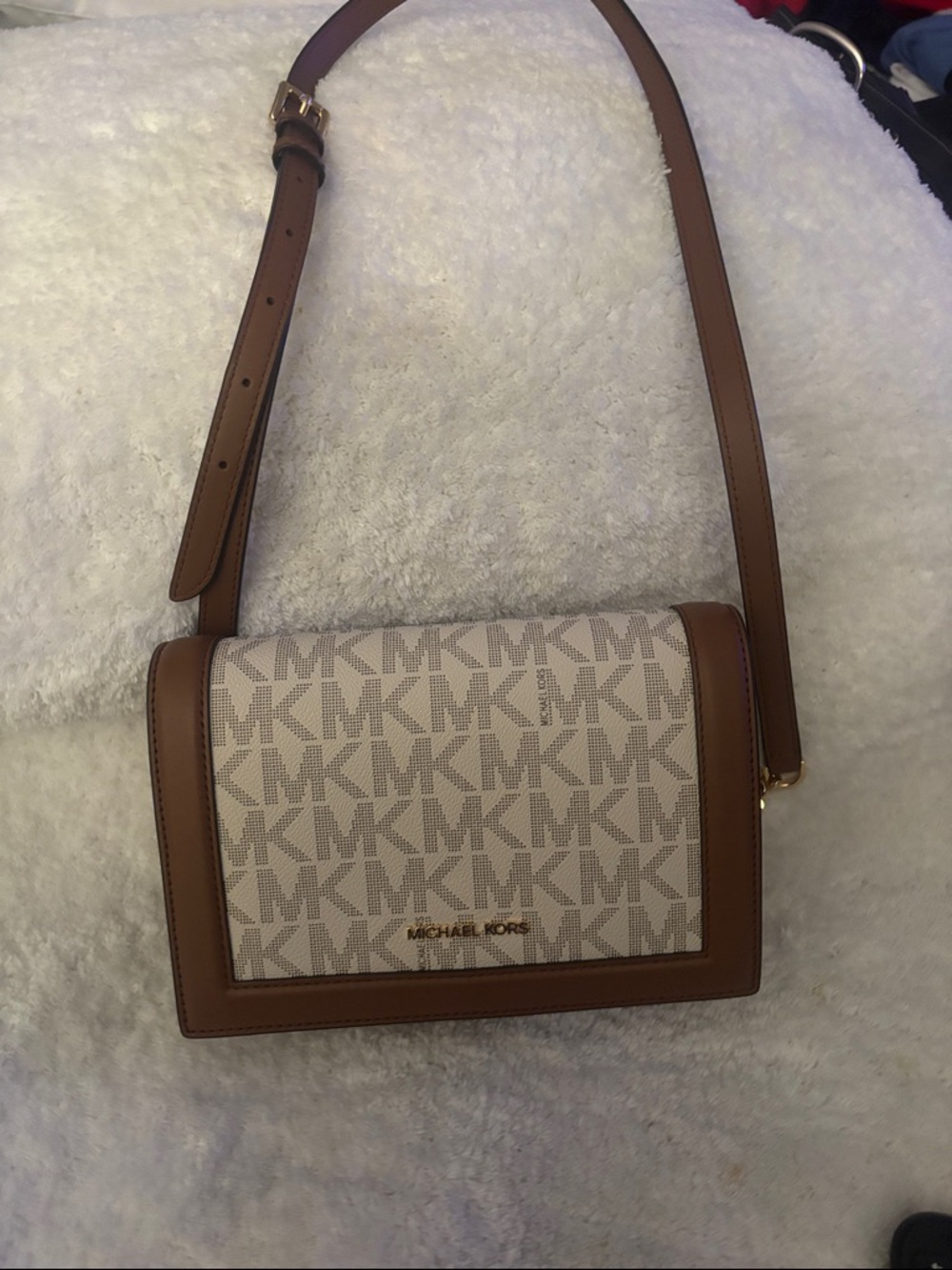 Michael Kors Beige/Tan Signature MK Crossbody Shoulder Bag